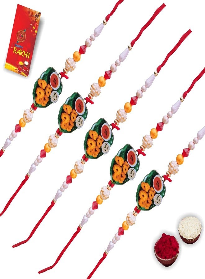 Case Creation Funny Cute Miniature Bracelet Rakhi - 5 piece Rakhi Idli Vada Shambhar Bracelet Rakhi for Brother Cool Bhai/Rakhi for Bhai/Bhaiya/Rakhi for Kids/Rakhi for Sister/Rakhi Combo Kids - Image 1